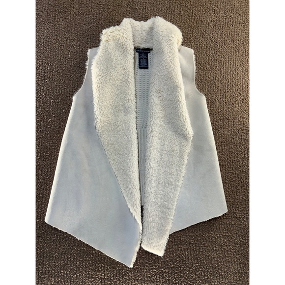 Chelsea & Theodore Jackets & Blazers - Chelsea & Theodore Faux Fur Knit Back Vest Oyster Gray Small Open Front Drape